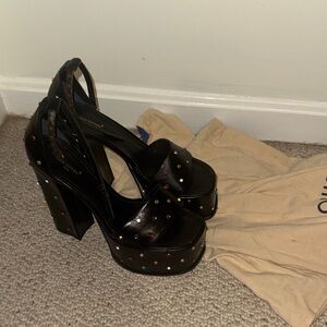 Louis Vuitton Black Platform Heels with Studs